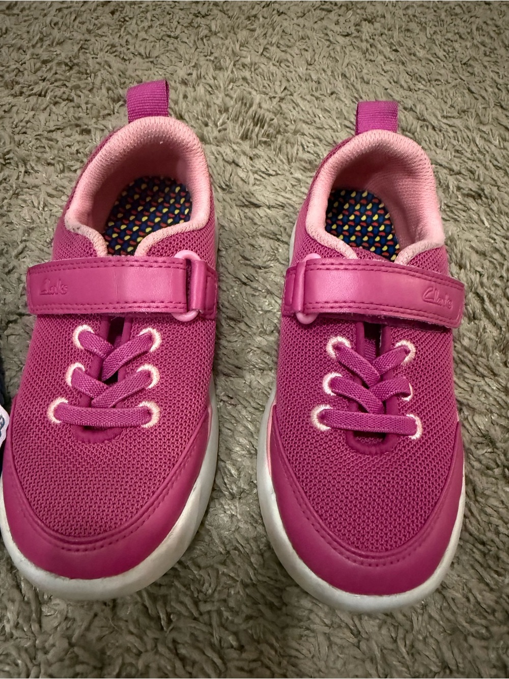 Clarks Kids Bright Pink Hook-and-Loop Sneakers